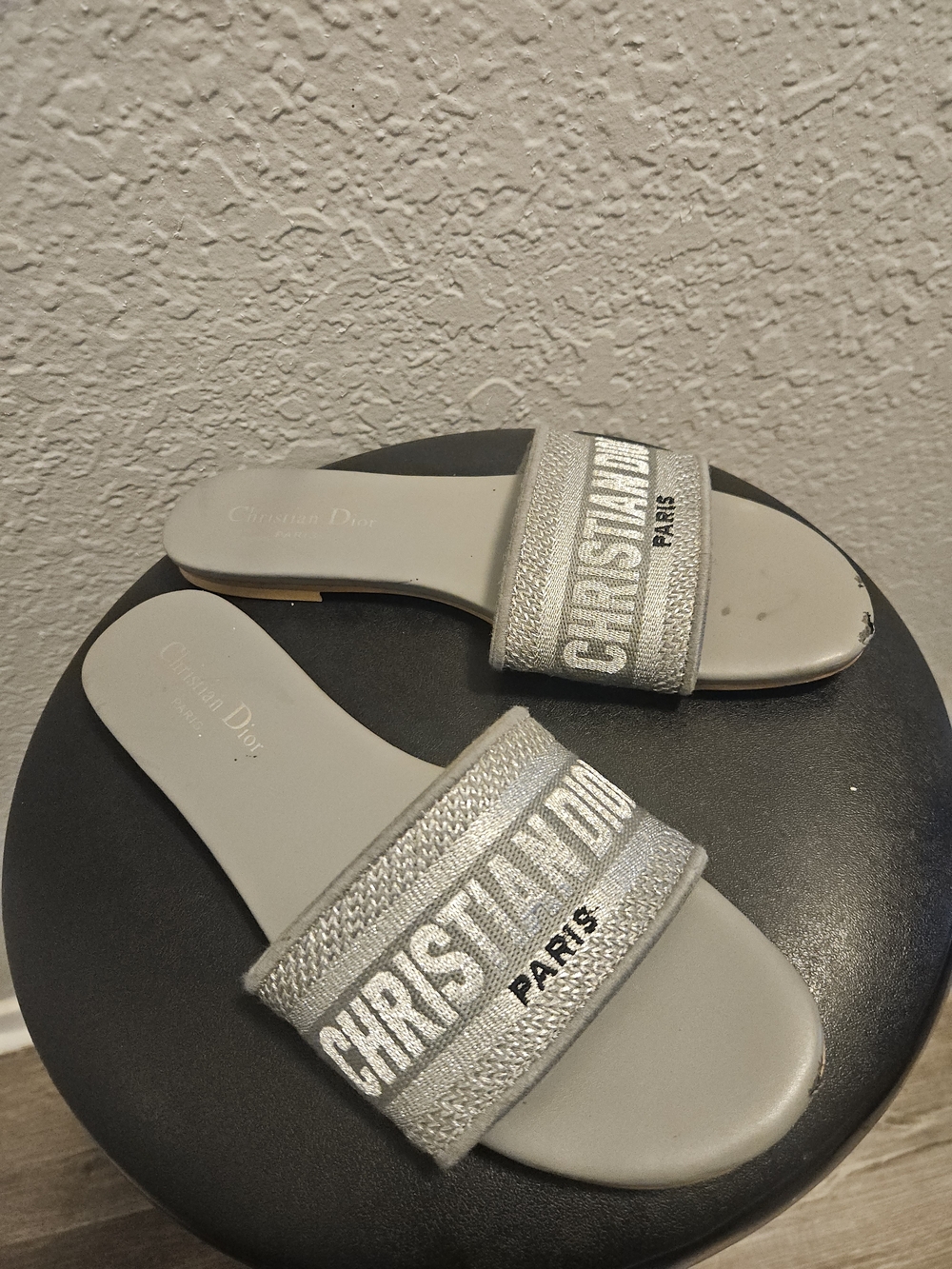 Christian Dior Dway Womens Slide Sandals Logo Gray Strap Size 41/US11